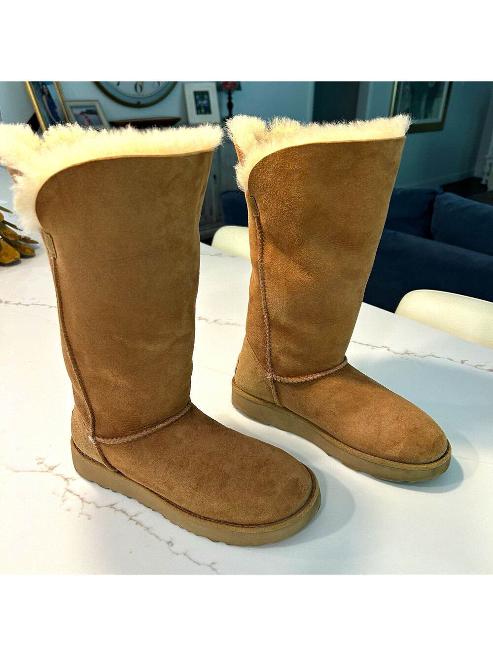 Women’s UGG Classic Tall Brown Suede Shearling Pull-On Knee High Boot Size 5.5